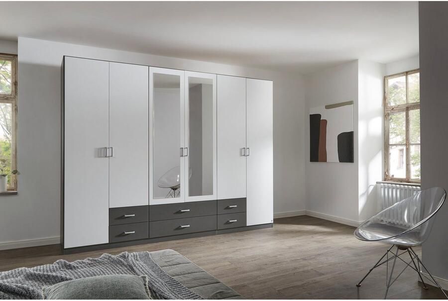 Rauch Kledingkast Kast Garderobe Wasmand GAMMA in 3 Breedtes veel opbergruimte met 6 lades met spiegel topseller made in germany - Foto 3