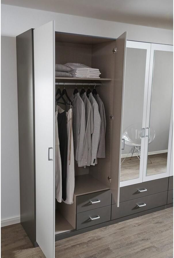 Rauch Kledingkast Kast Garderobe Wasmand GAMMA in 3 Breedtes veel opbergruimte met 6 lades met spiegel topseller made in germany - Foto 6