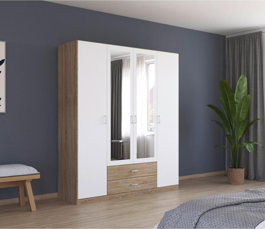 Rauch Kledingkast Kast Garderobe Wasmand GAMMA in 3 Breedtes veel opbergruimte met 6 lades met spiegel topseller made in germany - Foto 5