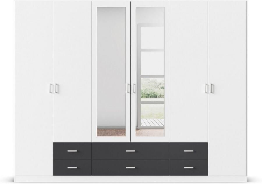 Rauch Kledingkast Kast Garderobe Wasmand GAMMA in 3 Breedtes veel opbergruimte met 6 lades met spiegel topseller made in germany - Foto 4