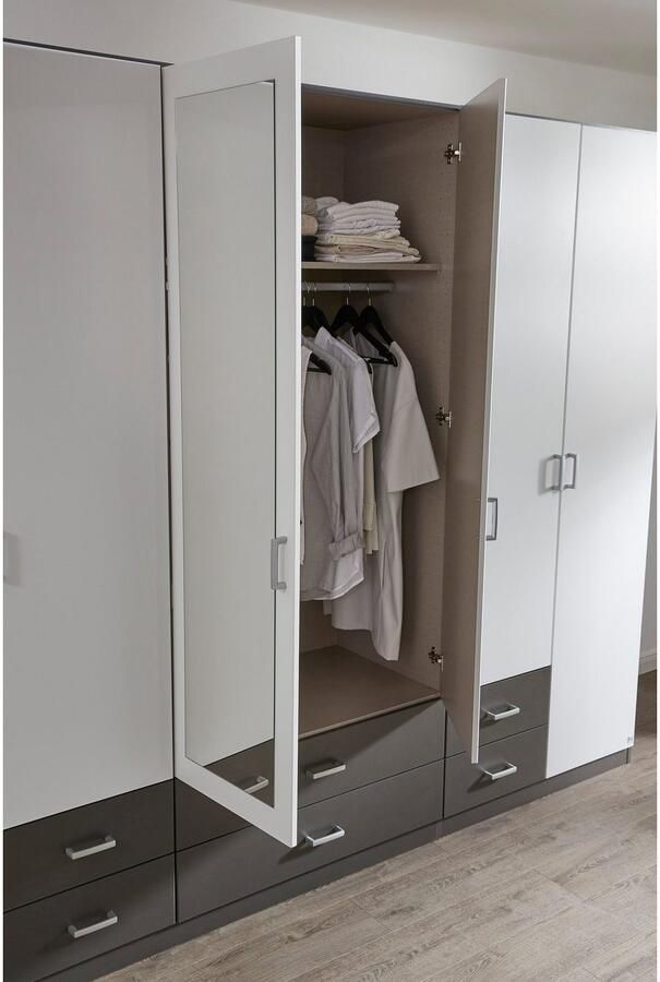 Rauch Kledingkast Kast Garderobe Wasmand GAMMA in 3 Breedtes veel opbergruimte met 6 lades met spiegel topseller made in germany - Foto 5