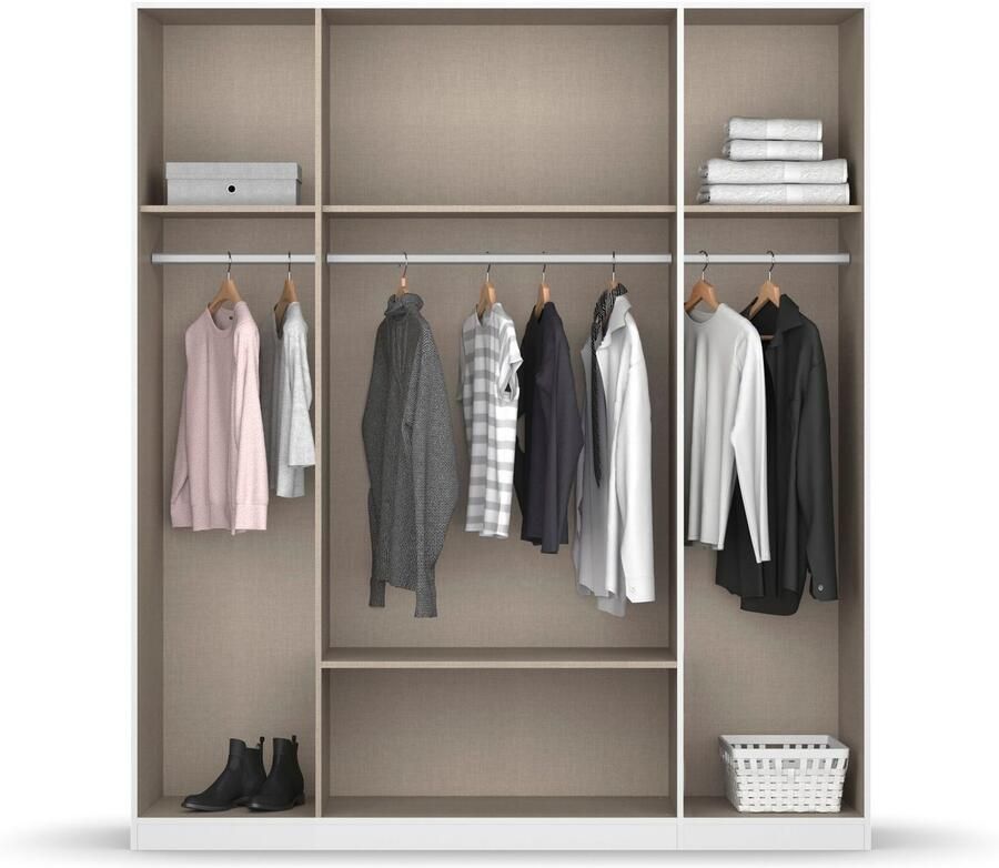 Rauch Kledingkast Kast Garderobe Wasmand GAMMA in 3 Breedtes veel opbergruimte met 6 lades met spiegel topseller made in germany - Foto 6