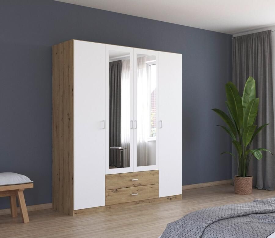 Rauch Kledingkast Kast Garderobe Wasmand GAMMA in 3 Breedtes veel opbergruimte met 6 lades met spiegel topseller made in germany - Foto 5