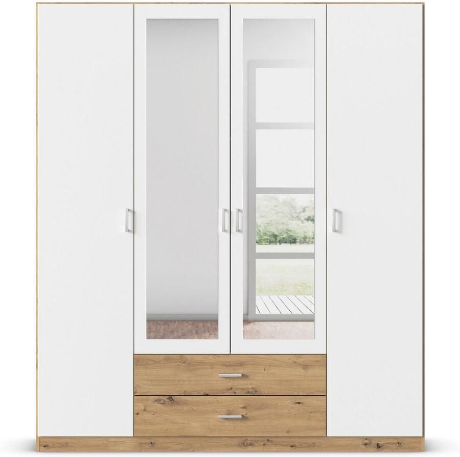 Rauch Kledingkast Kast Garderobe Wasmand GAMMA in 3 Breedtes veel opbergruimte met 6 lades met spiegel topseller made in germany - Foto 2