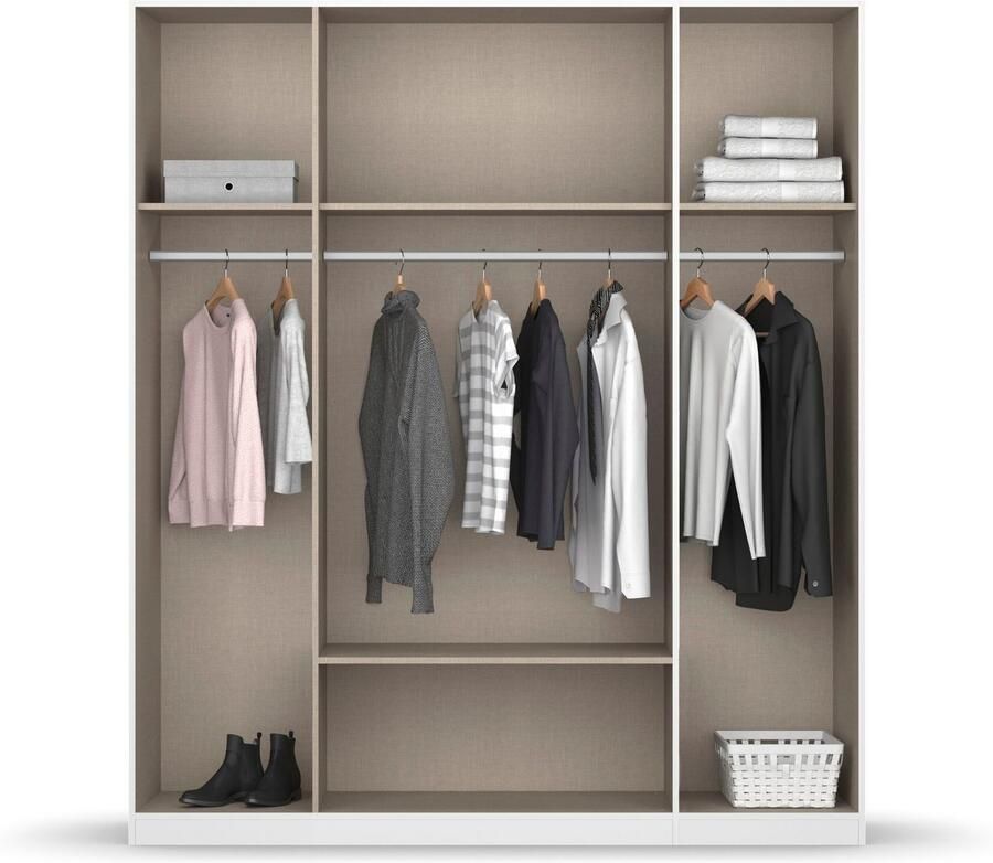 Rauch Kledingkast Kast Garderobe Wasmand GAMMA in 3 Breedtes veel opbergruimte met 6 lades met spiegel topseller made in germany - Foto 5