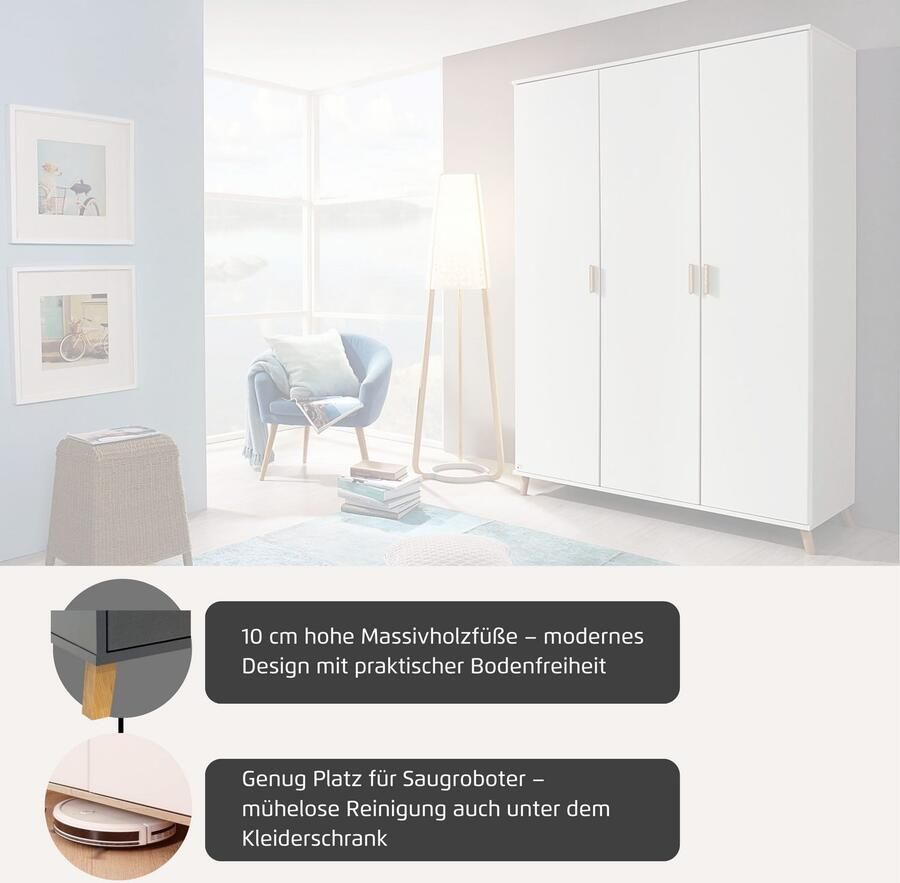 Rauch Kledingkast Ottos Choice Skandi Kinderkamer Bestseller Slaapkamerkast FALUN in moderne scandi-look poten handgrepen eiken massief made in germany - Foto 9