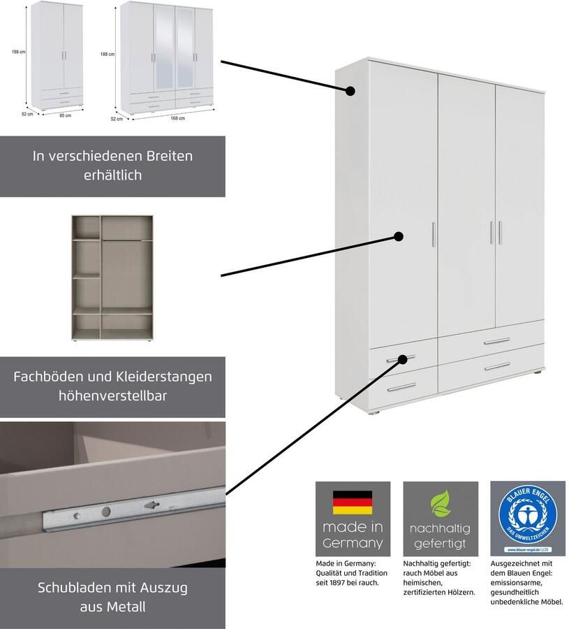 Rauch Kledingkast Rasa bestseller kast voor elke kamer Slaapkamerkast klassieker Otto's Choice garderobe - Foto 7