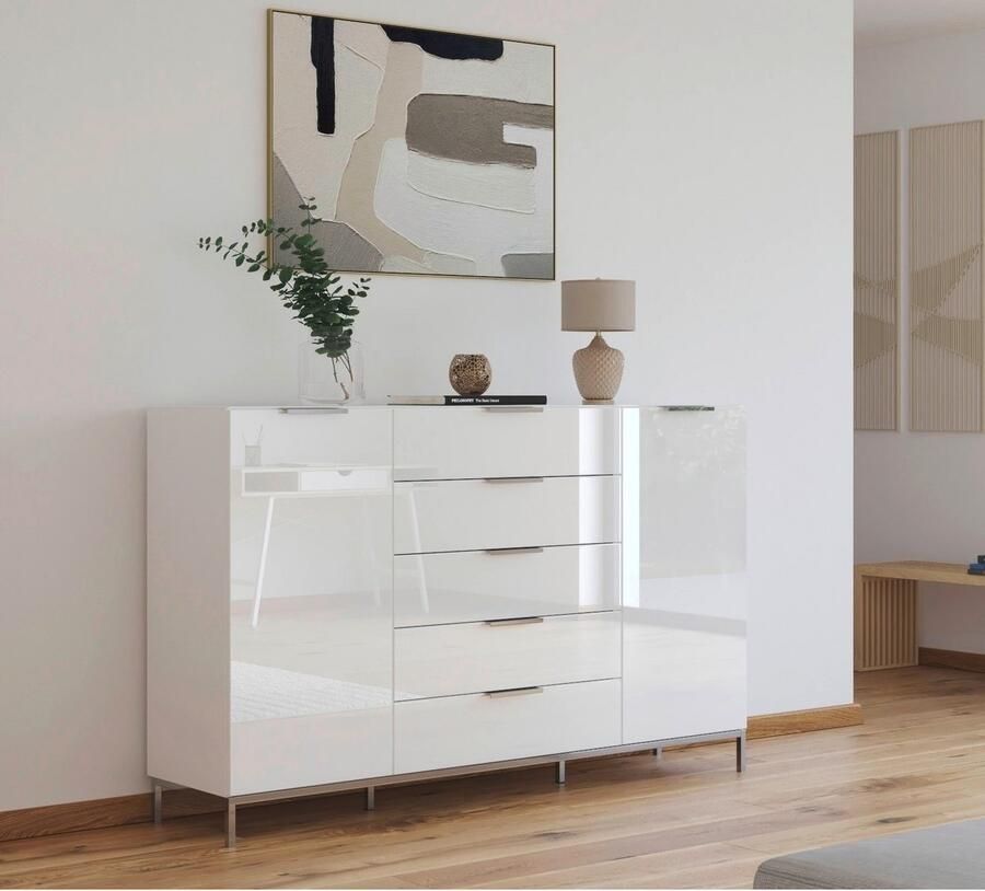 Rauch Ladekast Commode deurkast sideboard combikast FLIPP met glasfront 2-deurs 5 laden soft-close bovenblad en glazen front 2 breedtes - Foto 7