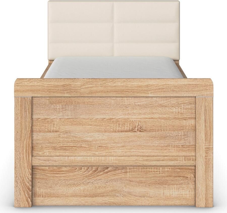 Rauch Ledikant met bergruimte Bed Eenpersoons Stollenbed Bedkasten EVELYN in comfortabele hoogte met gestoffeerd hoofdeinde en lades made in germany - Foto 3