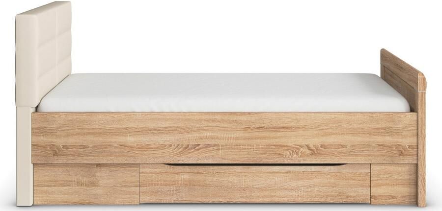 Rauch Ledikant met bergruimte Bed Eenpersoons Stollenbed Bedkasten EVELYN in comfortabele hoogte met gestoffeerd hoofdeinde en lades made in germany - Foto 8