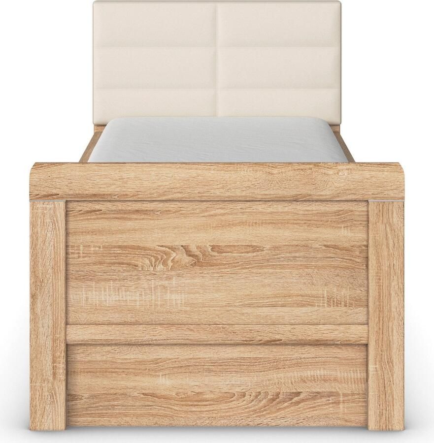 Rauch Ledikant met bergruimte Bed Eenpersoons Stollenbed Bedkasten EVELYN in comfortabele hoogte met gestoffeerd hoofdeinde en lades made in germany - Foto 3