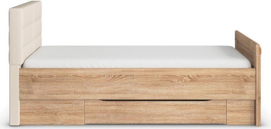 Rauch Ledikant met bergruimte Bed Eenpersoons Stollenbed Bedkasten EVELYN in comfortabele hoogte met gestoffeerd hoofdeinde en lades made in germany - Foto 8