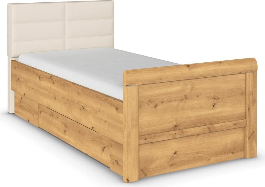 Rauch Ledikant met bergruimte Bed Eenpersoons Stollenbed Bedkasten EVELYN in comfortabele hoogte met gestoffeerd hoofdeinde en lades made in germany - Foto 9