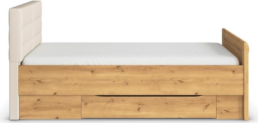 Rauch Ledikant met bergruimte Bed Eenpersoons Stollenbed Bedkasten EVELYN in comfortabele hoogte met gestoffeerd hoofdeinde en lades made in germany - Foto 8