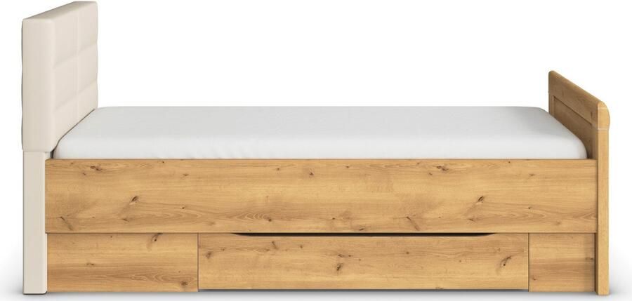 Rauch Ledikant met bergruimte Bed Eenpersoons Stollenbed Bedkasten EVELYN in comfortabele hoogte met gestoffeerd hoofdeinde en lades made in germany - Foto 8