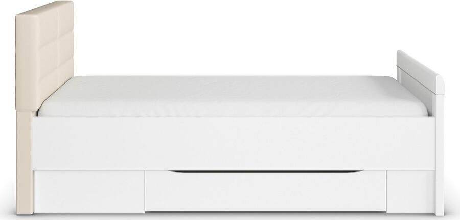 Rauch Ledikant met bergruimte Bed Eenpersoons Stollenbed Bedkasten EVELYN in comfortabele hoogte met gestoffeerd hoofdeinde en lades made in germany - Foto 8