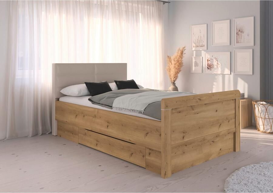 Rauch Ledikant met bergruimte Bed Eenpersoons Stollenbed Bedkasten EVELYN in comfortabele hoogte met gestoffeerd hoofdeinde en lades made in germany - Foto 6