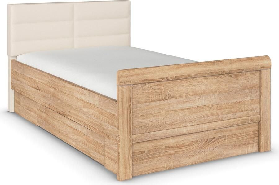 Rauch Ledikant met bergruimte Bed Eenpersoons Stollenbed Bedkasten EVELYN in comfortabele hoogte met gestoffeerd hoofdeinde en lades made in germany - Foto 9