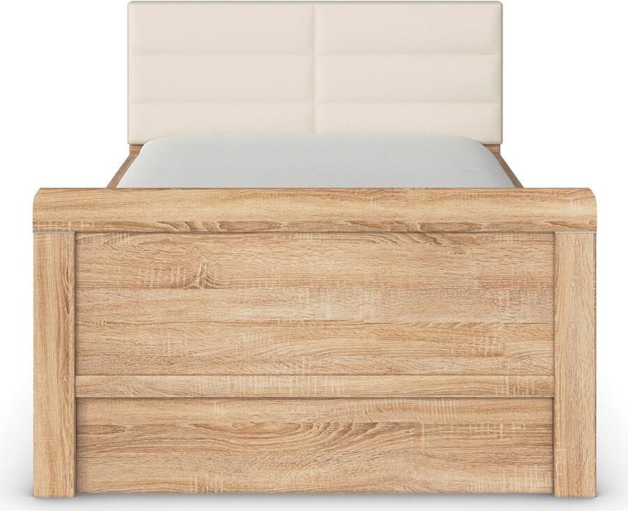 Rauch Ledikant met bergruimte Bed Eenpersoons Stollenbed Bedkasten EVELYN in comfortabele hoogte met gestoffeerd hoofdeinde en lades made in germany - Foto 5