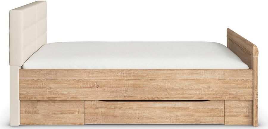 Rauch Ledikant met bergruimte Bed Eenpersoons Stollenbed Bedkasten EVELYN in comfortabele hoogte met gestoffeerd hoofdeinde en lades made in germany - Foto 8