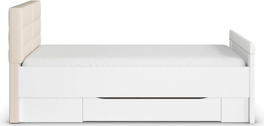 Rauch Ledikant met bergruimte Bed Eenpersoons Stollenbed Bedkasten EVELYN in comfortabele hoogte met gestoffeerd hoofdeinde en lades made in germany - Foto 8