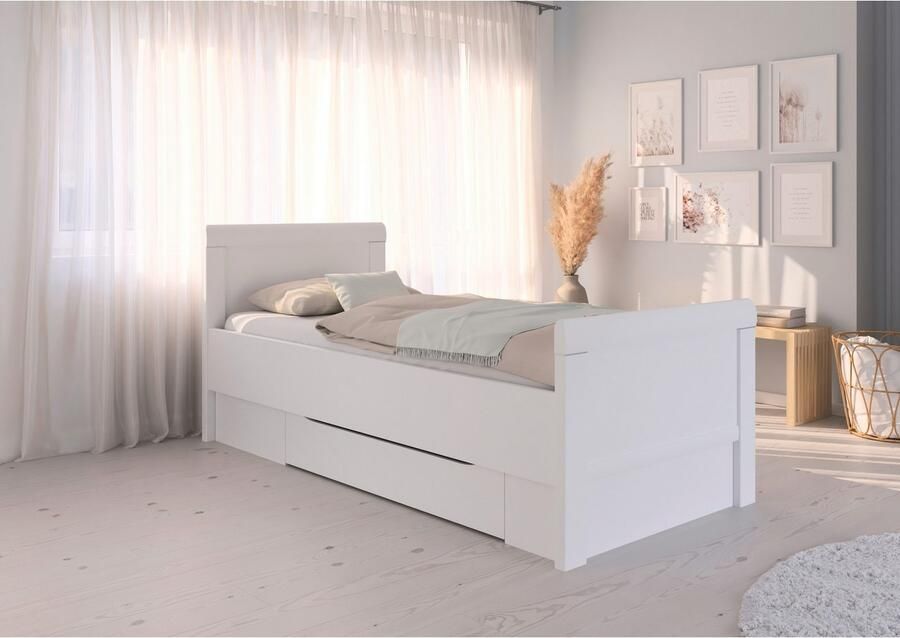 Rauch Ledikant met bergruimte Bed Eenpersoons Stollenbed Bedkasten EVELYN in comfortabele hoogte met houten hoofdeinde en lades made in germany - Foto 6
