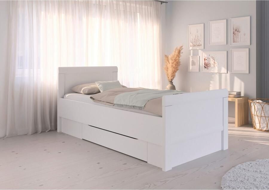 Rauch Ledikant met bergruimte Bed Eenpersoons Stollenbed Bedkasten EVELYN in comfortabele hoogte met houten hoofdeinde en lades made in germany - Foto 6