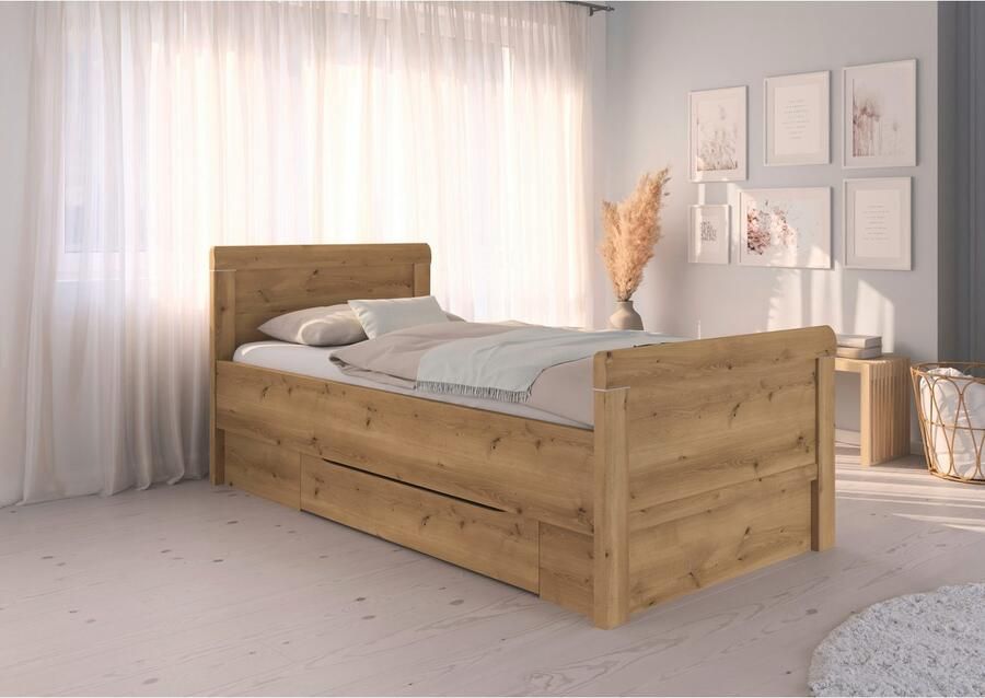 Rauch Ledikant met bergruimte Bed Eenpersoons Stollenbed Bedkasten EVELYN in comfortabele hoogte met houten hoofdeinde en lades made in germany - Foto 6
