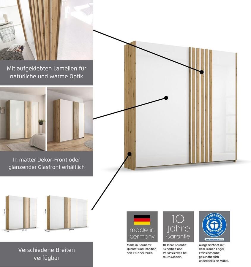 Rauch Ledikant Mosbach Bekleed hoofdbord optioneel met verlichting met geïntegreerde bedbank - Foto 3