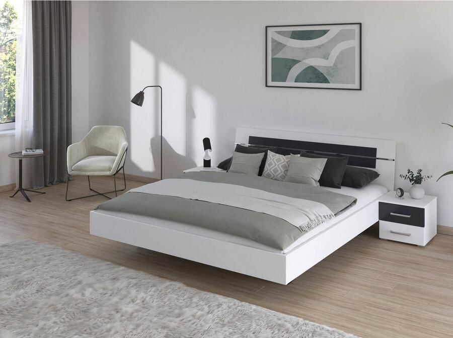 Rauch Ledikant Tweepersoons futonbed BURANO in zwevende look en afgebakend hoofdeinde met 2 nachttafels made in germany (set) - Foto 6