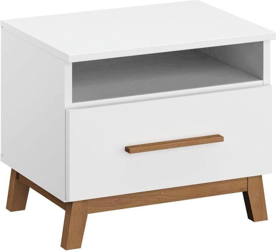 Maxi Nachtkast Nevada 47 x 41 x 42 cm wit-eiken - Foto 3