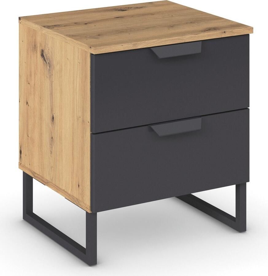 Rauch Nachtkastje Dark&Wood by Aditio in industriële stijl met beugelpoot 2 laden met soft-closefunctie - Foto 7