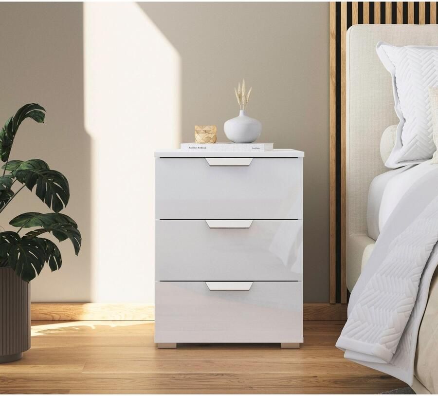 Rauch Nachtkastje Glamour by Aditio met hoogglans front 3 lades met softclose-functie - Foto 5