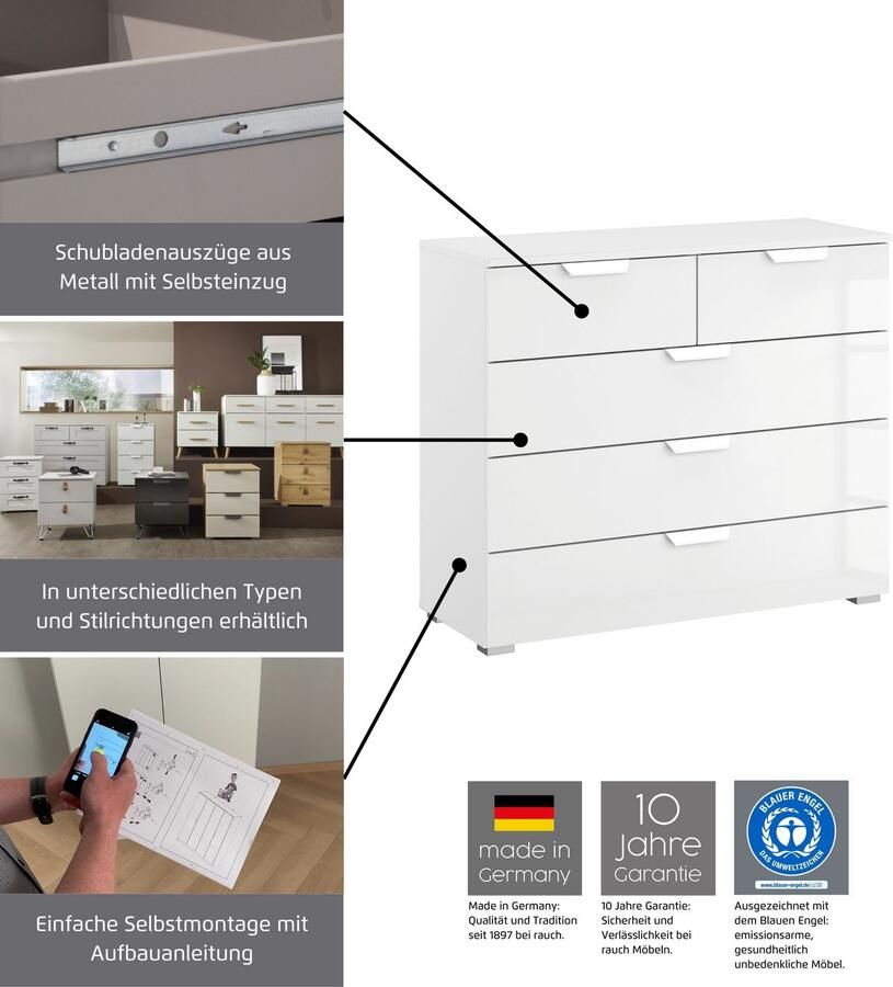 Rauch Nachtkastje Pure by Aditio in minimalistisch ontwerp 3 lades met softclose-functie - Foto 3