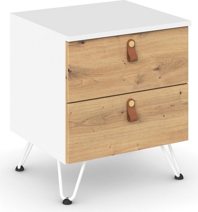 Rauch Nachtkastje Homey by Aditio met greeplussen van leer 2 laden met soft-closefunctie - Foto 7