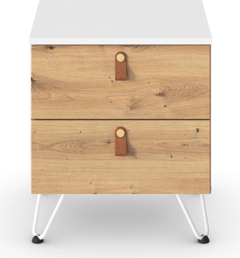 Rauch Nachtkastje Homey by Aditio met greeplussen van leer 2 laden met soft-closefunctie - Foto 3