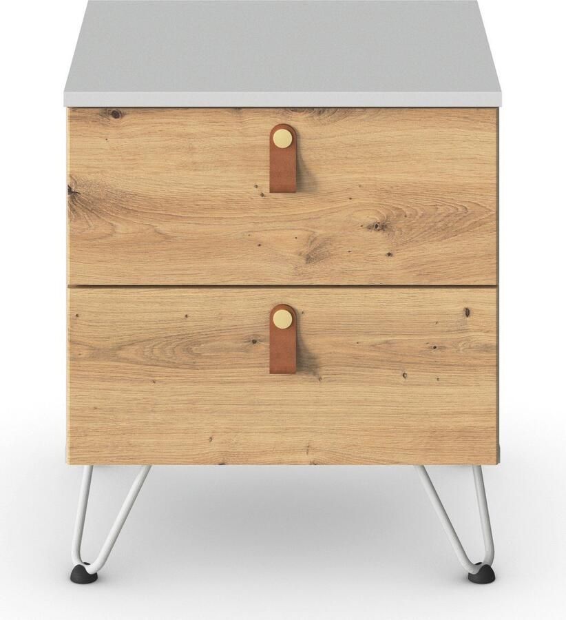 Rauch Nachtkastje Homey by Aditio met greeplussen van leer 2 laden met soft-closefunctie - Foto 4