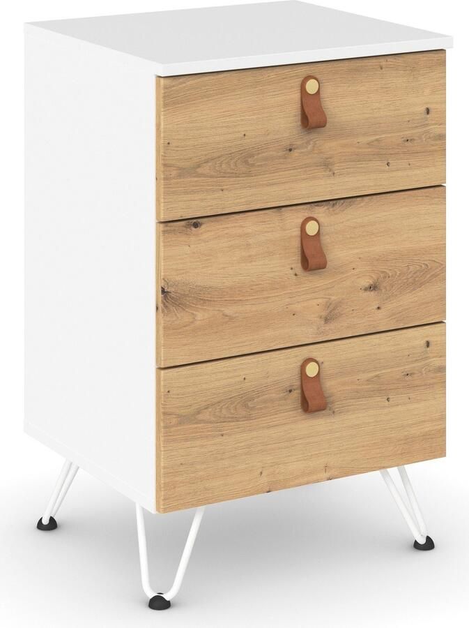 Rauch Nachtkastje Homey by Aditio met handgrepen in leer 3 lades met softclose-functie - Foto 8