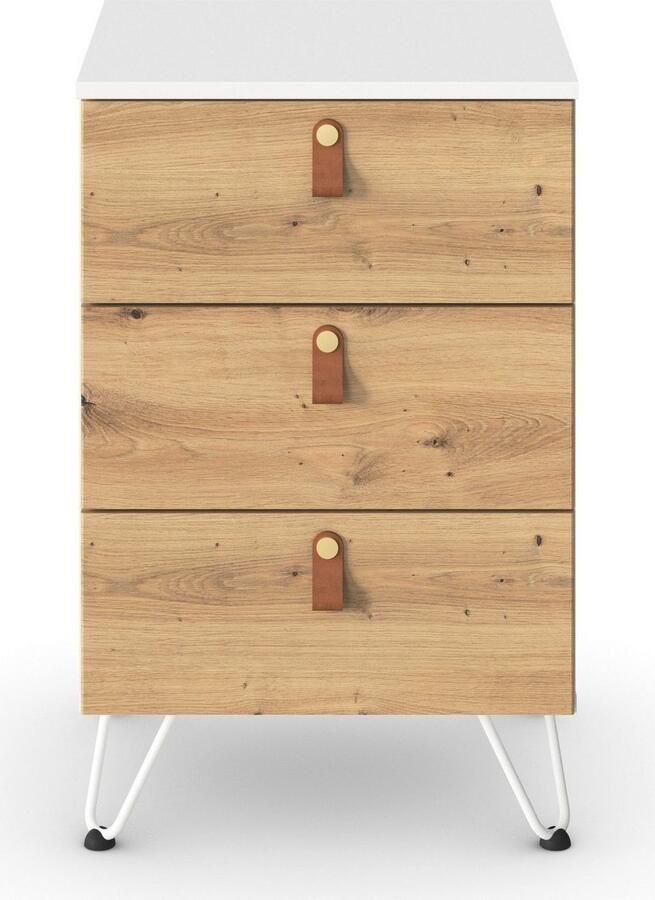 Rauch Nachtkastje Homey by Aditio met handgrepen in leer 3 lades met softclose-functie - Foto 5