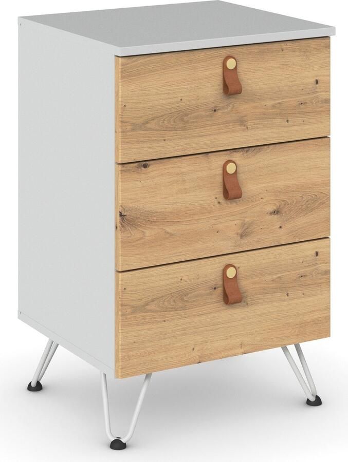 Rauch Nachtkastje Homey by Aditio met handgrepen in leer 3 lades met softclose-functie - Foto 9