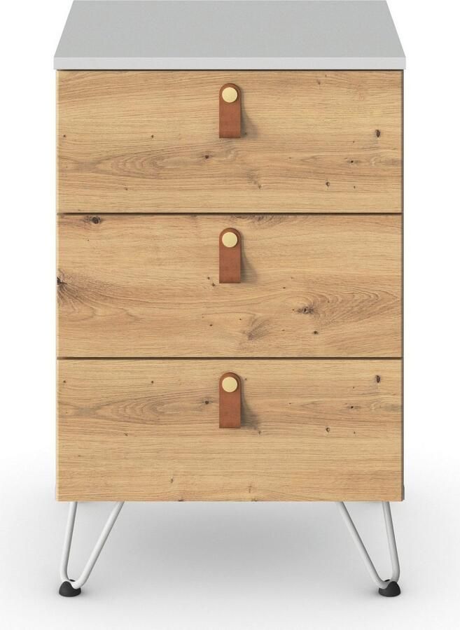 Rauch Nachtkastje Homey by Aditio met handgrepen in leer 3 lades met softclose-functie - Foto 5