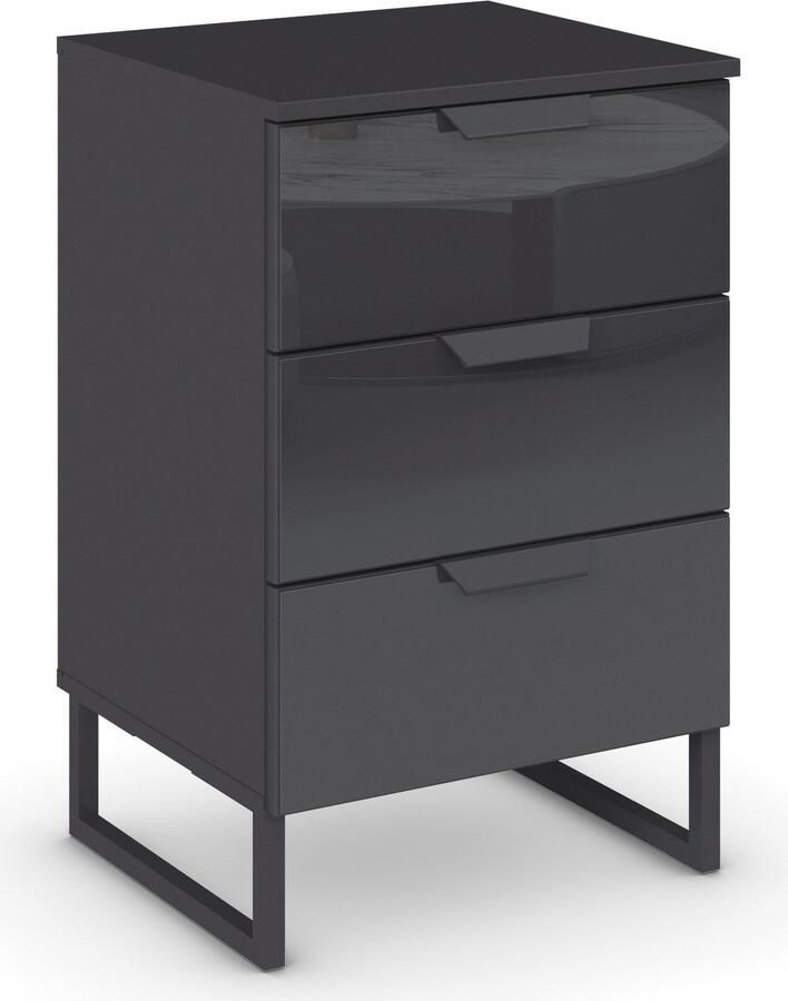 Rauch Nachtkastje Modern by Aditio met glazen front en beugelpoot 3 laden met soft-closefunctie - Foto 7