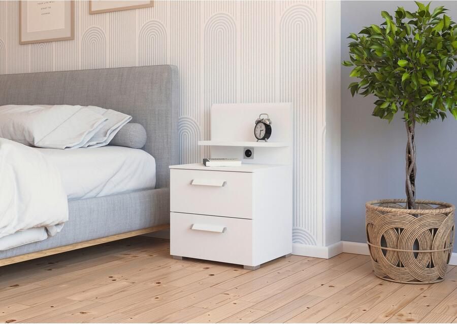 Rauch Nachtkastje Nachtconsole Commode EVELYN in elegante stijl 2 ladenpaneel met stopcontact made in germany - Foto 5