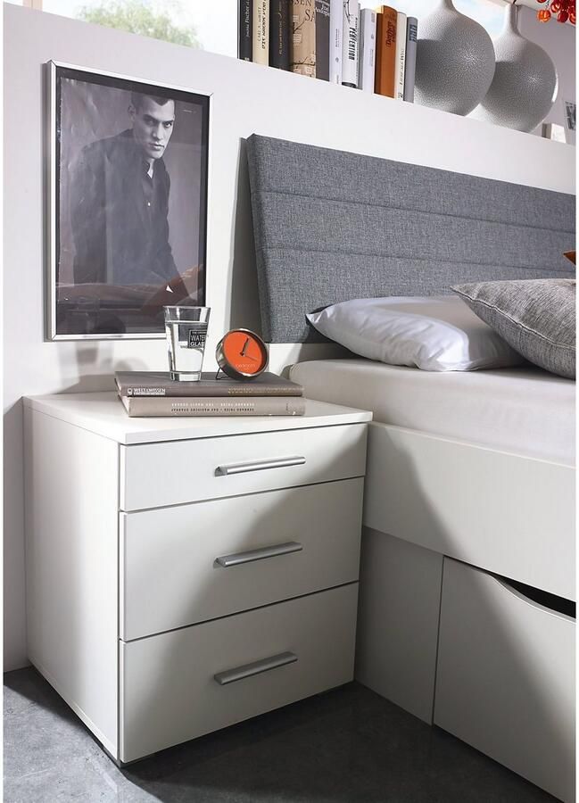 Beter Bed Basic Nachtkast Butiken set met 3 laden 47 x 52 x 42 cm alpine wit - Foto 6