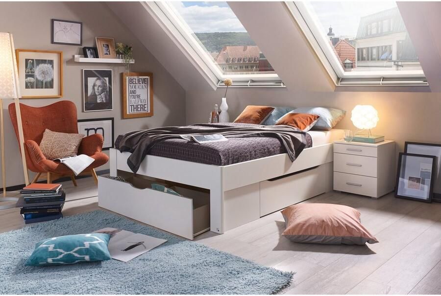 Beter Bed Basic Nachtkast Butiken met 3 laden 47 x 52 x 42 cm alpine wit - Foto 6