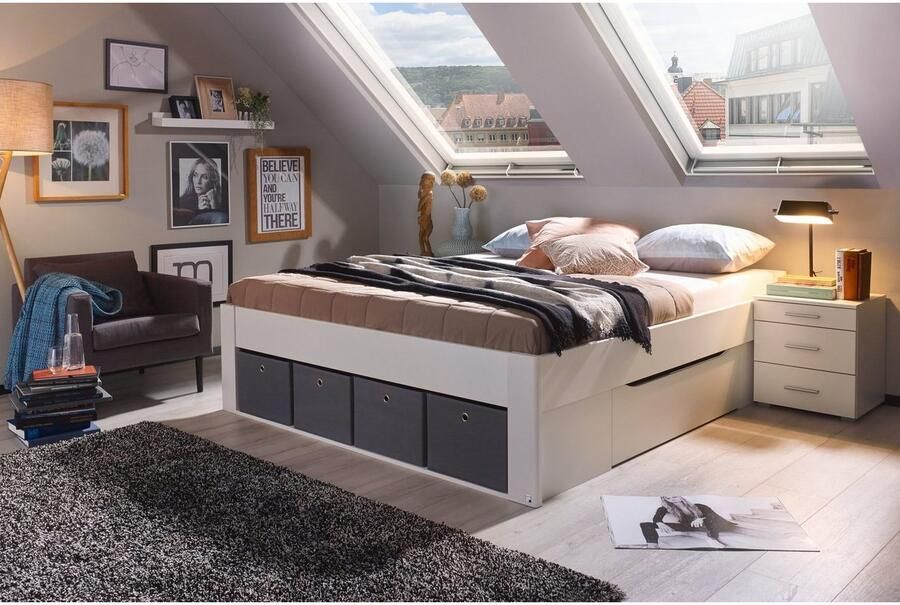 Beter Bed Basic Nachtkast Butiken met 3 laden 47 x 52 x 42 cm alpine wit - Foto 7