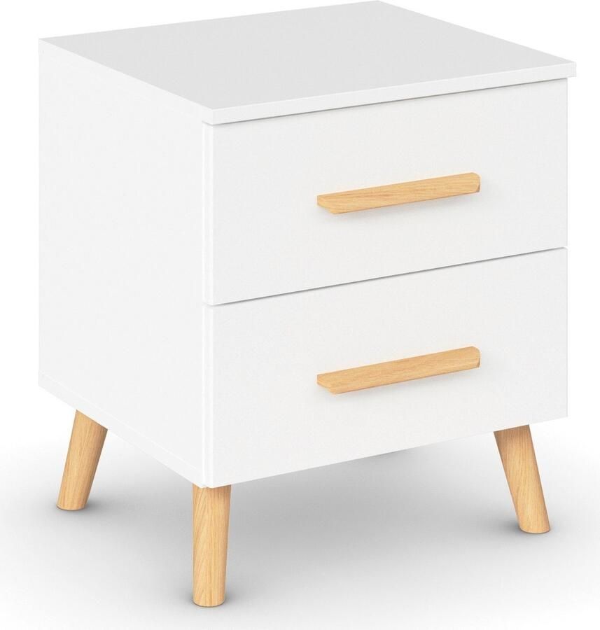 Rauch Nachtkastje Skandi by Aditio met massief houten grepen 2 lades met softclose-functie - Foto 8