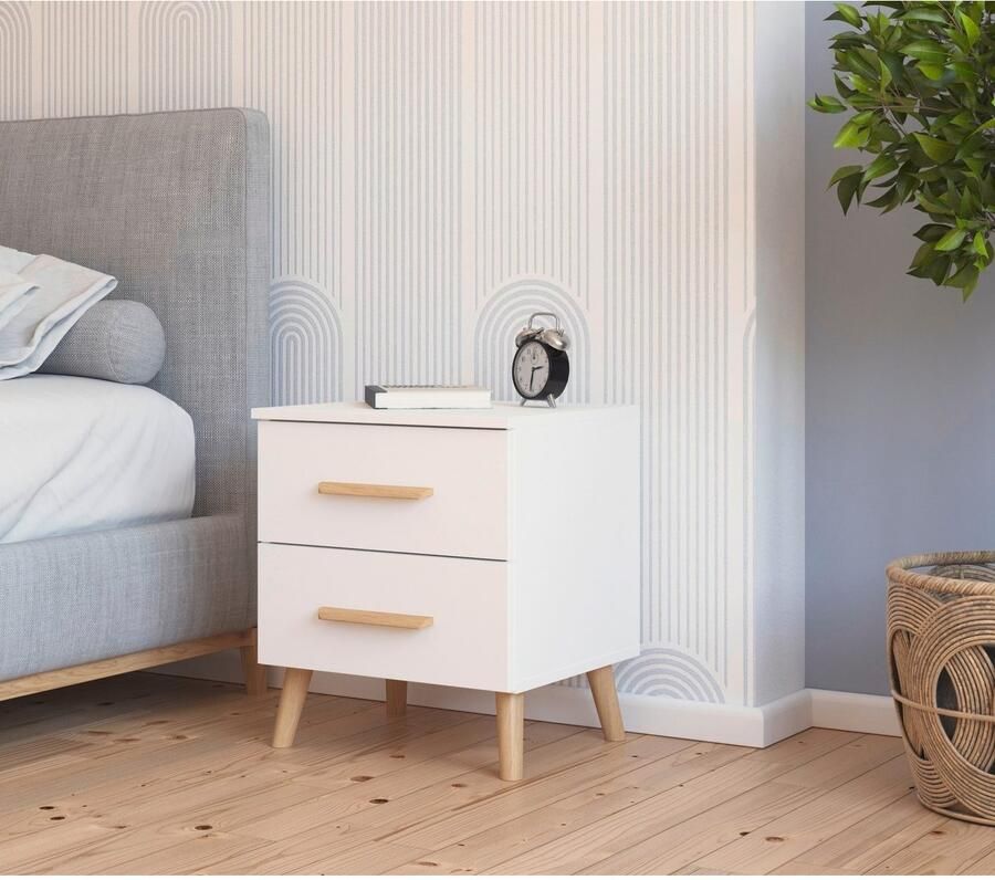 Rauch Nachtkastje Skandi by Aditio met massief houten grepen 2 lades met softclose-functie - Foto 4
