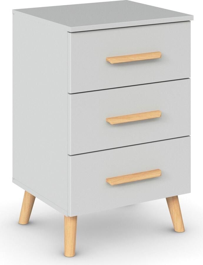 Rauch Nachtkastje Skandi by Aditio met massief houten grepen 3 laden met soft-closefunctie - Foto 8