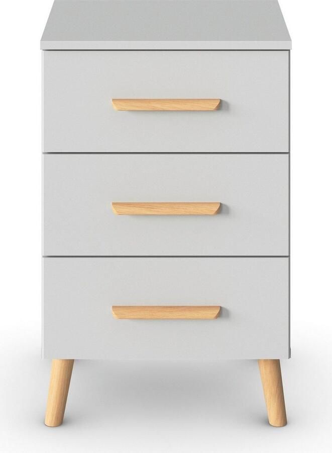 Rauch Nachtkastje Skandi by Aditio met massief houten grepen 3 laden met soft-closefunctie - Foto 5